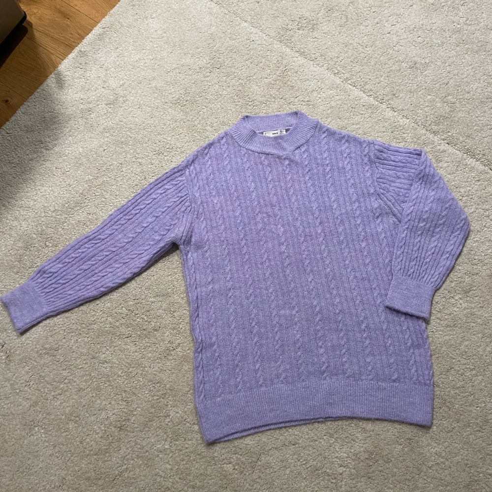 Mango wool blend cashmere oversized lavender sweater new